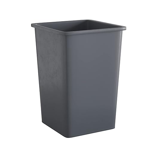 35 Gallon Grey Square Commercial Trash Can