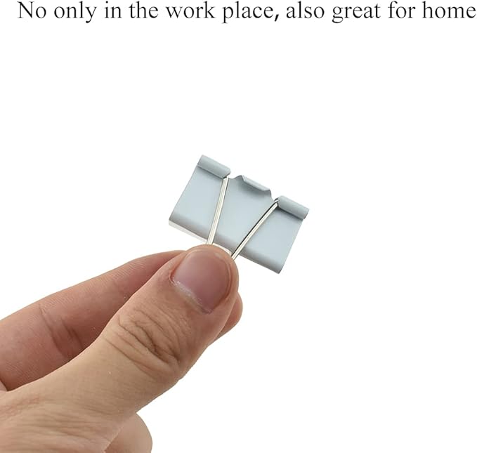 HAHIYO Binder Clips Paper Clamps Spring Steel Sturdy Medium 1.26 inches Width 0.39 Inch Capacity No Sharp Edges Heavy Duty Tight Grip Reusable White Metal Bright Finish for Home Office School 13 Pack