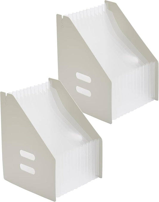 2-Piece Vertical Accordion Folder Manager, 13 Grid Expansion Pages, Vertically Opened Storage Bag for organizing Materials, School, Home, and Office letterhead, Gray