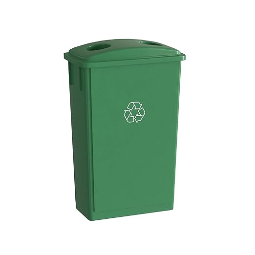 23 Gallon Green Recycle Slim Jim Trash Can with Bottle Slot Lid