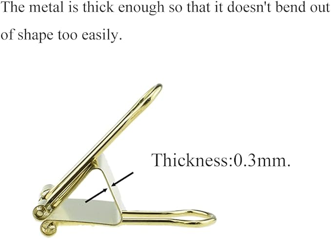 HAHIYO Binder Clips Paper Clamps Spring Steel Sturdy Small 0.75 inches Width 0.2 Inch Capacity No Sharp Edges Heavy Duty Tight Grip Reusable Gold Metal Bright Finish for Home Office School 30 Pack
