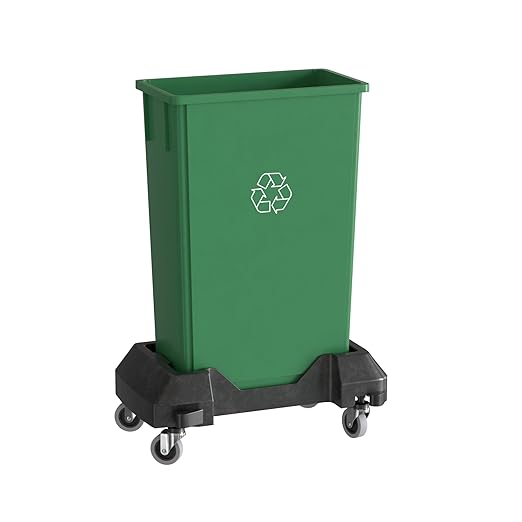 23 Gallon Green Recycle Slim Jim Trash Can with Dolly