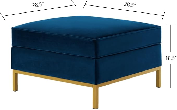 24KF Large Square Couch Ottoman, Velvet Ottoman with Padded Cushion, Large Foot Rest for Living Room - Navy