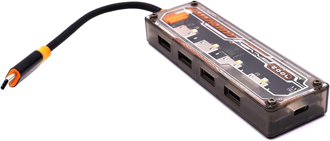 4 Ports Multi-Port USB 3.0 Hub, USB Type C to USB 3.0 4-in-1 Hub Adapter Station with a USB C Power Port for Laptop, Flash Drive, Keyboard, Mouse, Transfer Rate tp to 5Gbps