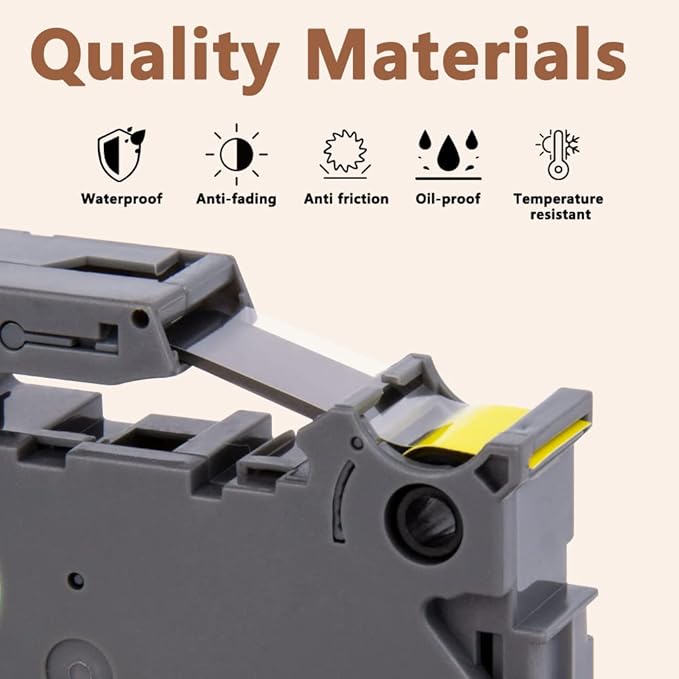 Hehua Tape Tze Tz 18mm 0.7 Laminated Yellow Compatible for Brother P-Touch TZe-641 TZe641 TZ641 TZ641 Tape for Ptouch PT D400 D600 D610 P710bt, 3/4'' x 26.2ft Black on Yellow, 3 Pack