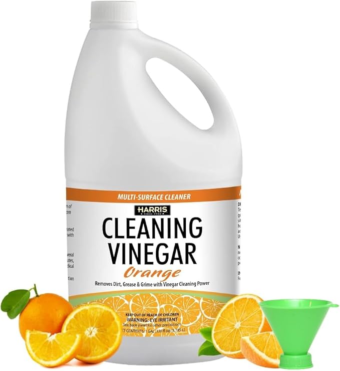 HARRIS Cleaning Vinegar All Purpose Household Surface Cleaner, 128oz (Orange) with Easy Pour Funnel Included