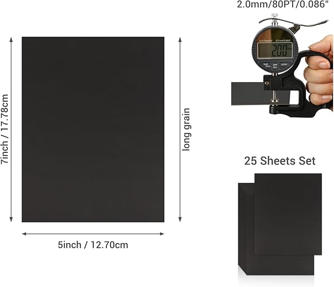 25 Pcs Book Board, Binder Board, Cover Board, Heavy Duty Chipboard for Book Binding, DIY Cardboard (Black, 5.5 x 8.5 Inch 80PT)