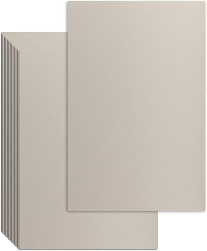 25 Pcs Book Board, Binder Board, Cover Board, Heavy Duty Chipboard for Book Binding, DIY Cardboard (Gray, 11 x 17 Inch 80PT)