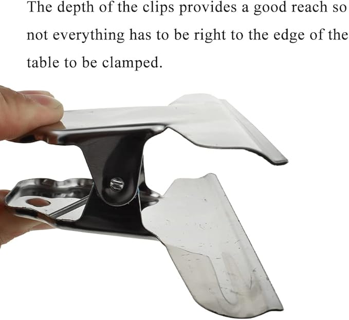 HAHIYO 5.7inch Silver Bulldog Clips Metal File Hinge Binder Clamps Save Space Strong Spring Jaws Rock Solid Grip Book Lay Flat Deburred Edge for Hang Photos Wall Grid Dog Food 5PCS