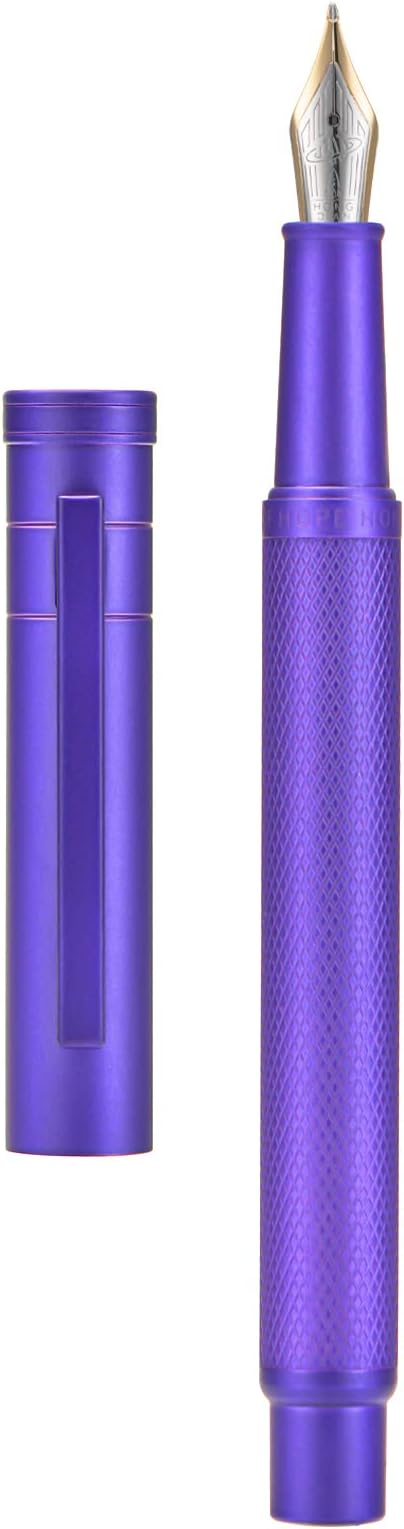 Hongdian 1851 Purple Forest Fountain Pen Blade Nib Classic Design Calligraphy Pen with Converter and Metal Pen Case Set