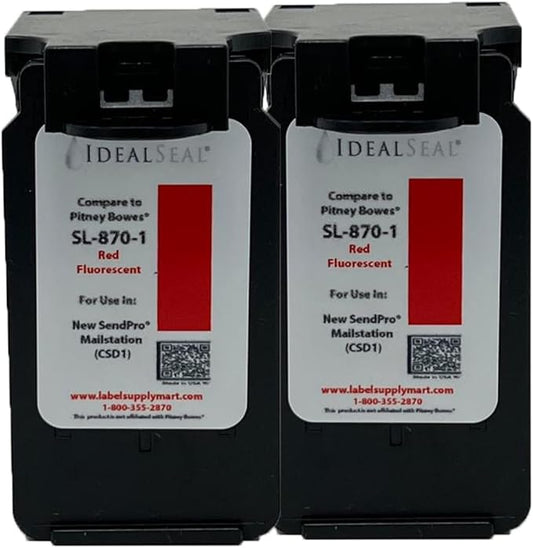 IDEALSEAL Replacement Postage Ink for SL-870-1 Red Ink Cartridge for New SendPro Mailstation (CSD1) (2 Pack)