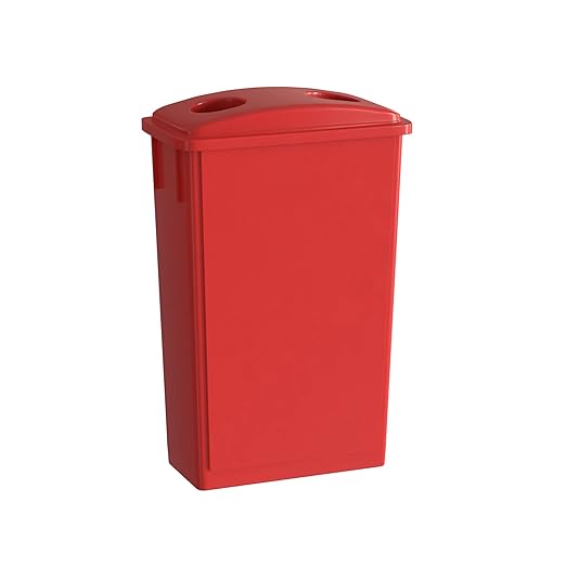 23 Gallon Red Slim Jim Trash Can with Bottle Lid