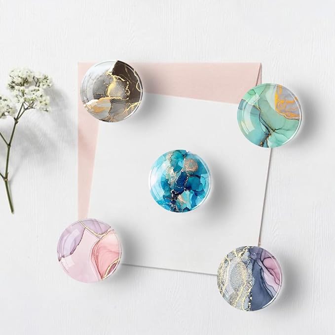 12Pcs Glass Strong Magnetic Refrigerator Magnet Fridge Sticker,Marble Crystal Fridge Magnets Decoration for Crafts,Fridge Magnets for Kitchen, Office Whiteboard, Cabinet and Dishwasher