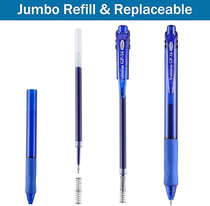 32 Pcs Retractable Gel Pens Fine Point (0.5mm) Rollerball Pens for Smooth Writing Women Men Gifts, (Black&Red&Blue Ink) for Journaling School and Office Supplies Use