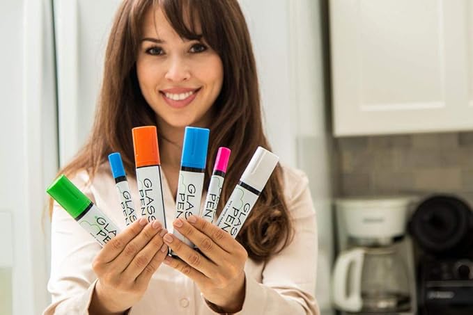 Glass Pen Window Marker: Liquid Chalk Pens for Glass, Whiteboard Markers with Washable Paint - Graduation, Car Windows, Mirror Pen, Storefront, Wedding, Parade, Party & Holiday (Pink, Fine Tip)