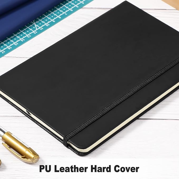 Honoson 20 Pack Lined Journal Notebooks A5 Hardcover Executive Notebook 5.5" x 8.3" PU Leather Wide Ruled Journals Bulk with Elastic Band for Home Business Office School Supplies(Black)
