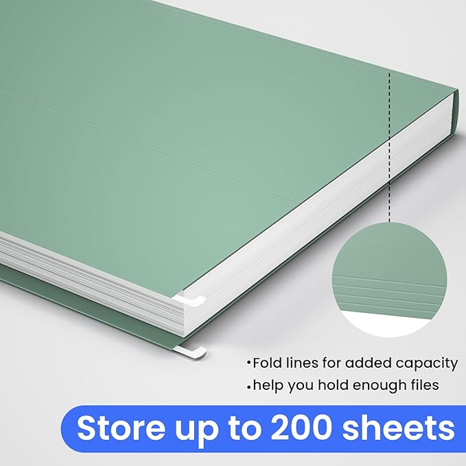 Hanging File Folders Letter Size, 50 Pack File Organizer Folders, 1/5-Cut Tabs with Hanging File Folder Frame, Heavy Duty No Extension, Stay Organized for Your Home and Office Bulk File.