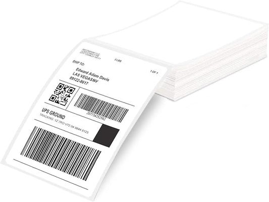 4x6 Thermal Label Printer Paper, Fan-Fold Shipping Labels,Water/Oilproof Adhesive Thermal Shipping Label Stickers Compatible with USPS, Shopify, Amazon, Etsy, Ebay, DHL, UPS- 100 PCS White