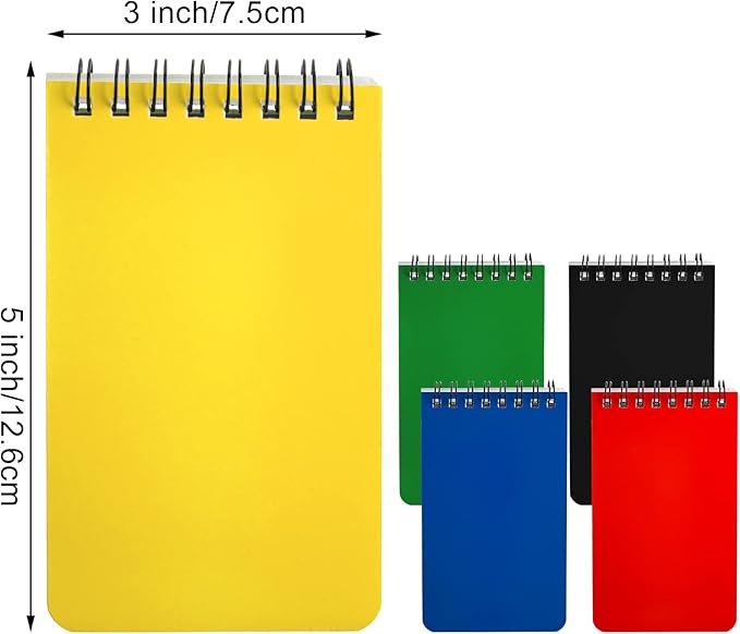 Hacaroa 30 Pack Top Spiral Memo Pads, 3"x5" Lined Pocket Notebook Mini College Ruled Paper, Wirebound Small Steno Pads for Home, School, Office, 75 Sheets, Assorted Colors