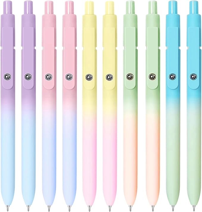 Gel Pens, 10PCS 0.7mm Gel Pens Black Ink Fine Point Smooth Writing Pens, High-End Series Ballpoint for School Office Supplies, Easter Basket Essentials, Easter Gifts for Men Women Student (Gradient)