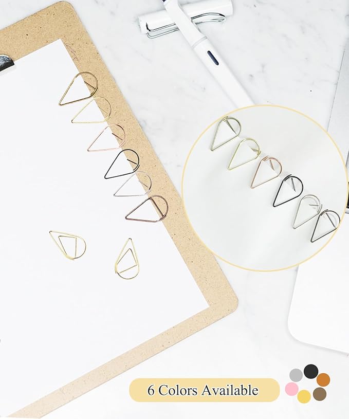 200 Pcs Teardrop Paper Clips Bulk,Stainless Steel Rust-Resistant Paperclips for Wedding Invitations, 3X Stronger Hold with Mirror Polish (Copper, 1inch)