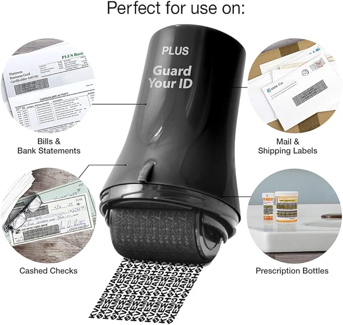 Guard Your ID Wide Advanced Roller 2.0 Identity Theft Prevention Security Stamp Black