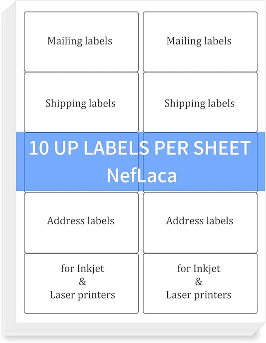 2"x4" Shipping Address Labels, 10-UP Blank Mailing Labels, White Self-Adhesive Customized Stickers for Inkjet and Laser Printer [200 Sheet, 2000 Labels]