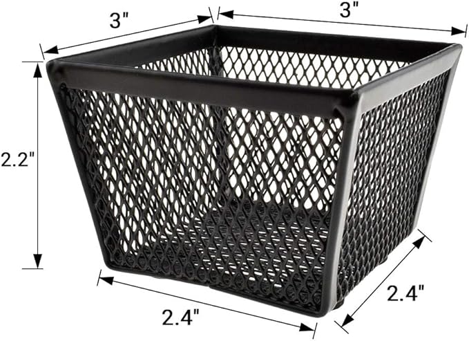 HAHIYO Stackable Paper Clip Mesh Holder Cup 2.2" Height 4 Pack Sturdy Paperclip Holder Container for Desk Drawer Organizer Collection for Home Office School Black Silver Soft Foam Feet No Sharp Edges