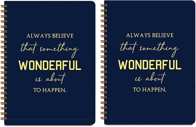 2Pcs Spiral Notebook, Eccolo Journal Notebook, 160 Pages Hardcover Notebooks Journals for Writing Travel Business Office, Christian Aesthetic Notebooks for Women Inspirational Gifts