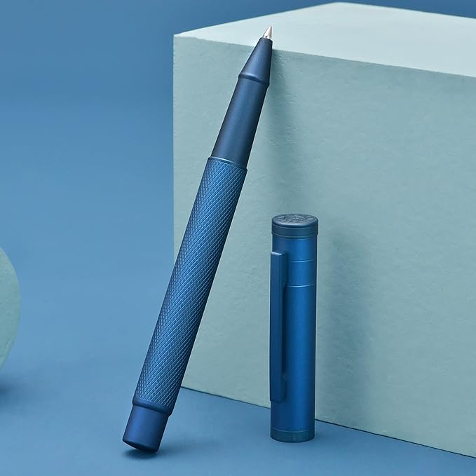 Hongdian Dark Blue Forest Rollerball Pen with Schmidt Black Ink Refill, Classic Design with Metal Case for Business Signature