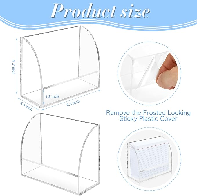 Index Card Display Stand 4.7 X 2.4 X 6.3 Acrylic Card Holder for Desk File Note 4x6 Clear Postcard Stand Index Card Rack Acrylic Business Stand for Office Business Classroom(No Card)