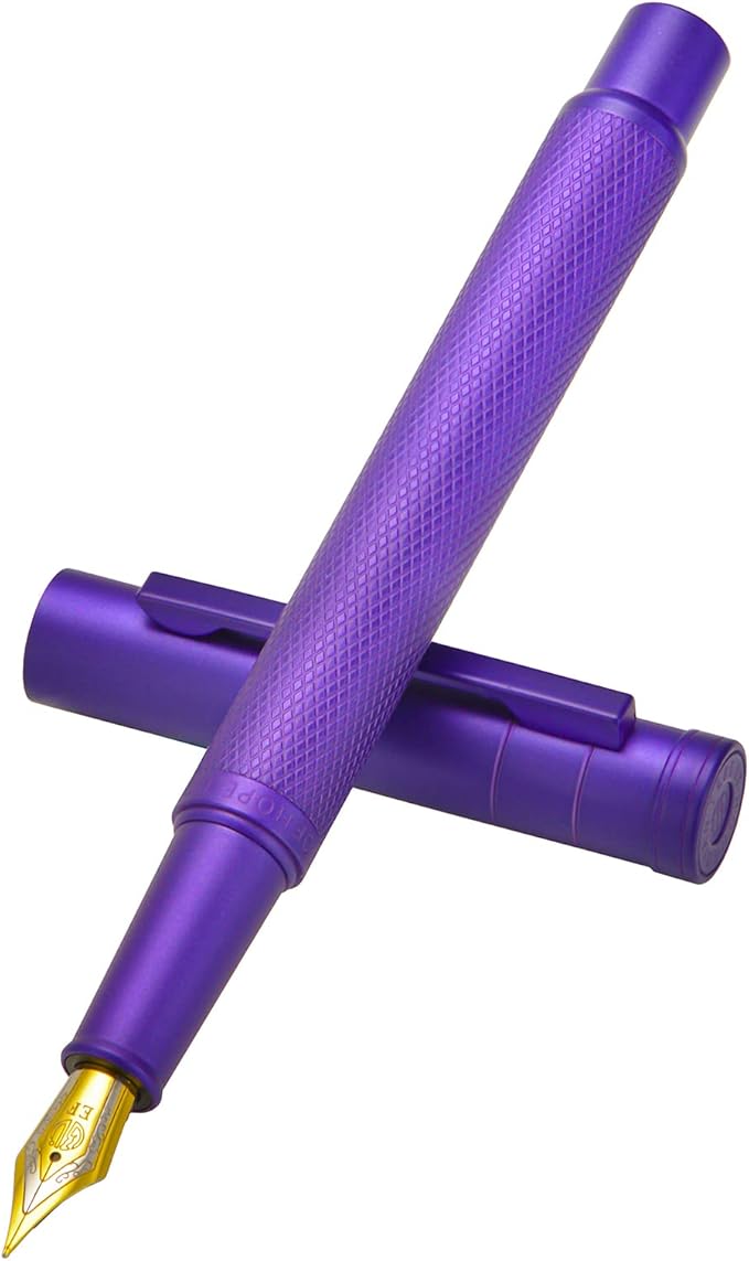 Hongdian 1851 Purple Forest Fountain Pen Medium Nib, Classic Design with Converter and Metal Pen Case