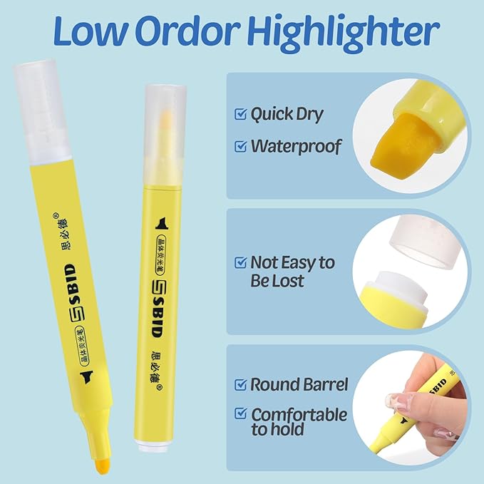 120 Pcs Highlighters Bulk 6 Assorted Colors Chisel Tip Pack Highlighter Set Fluorescent Highlighters Quick Drying Highlighter Markers Pens for School Classroom Office Home