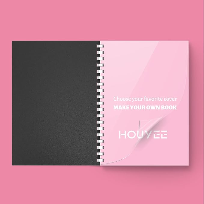 HOUYEE 120 Pack Binding Covers Set, 8.5x11 Inches, Including 60 Pcs 12 Mil Sand Plastic Texture, 60 Pcs 10 Mil Clear Binding Covers