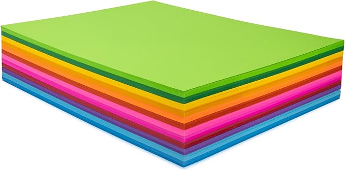 Hygloss Bright Colored Cardstock - 8.5x11-Inch, 12 Assorted Colors, 48 Sheets, 65 lb/ 176 gsm, Fade-Resistant, Acid-Free Color Card Stock Paper