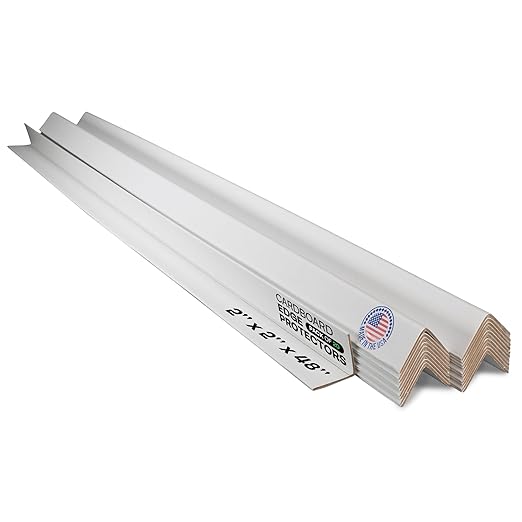 IDL Packaging 2” x 2” x 48” Cardboard Edge Protector (Pack of 20) - Corner Protectors for Shipping, Storage, & Moving – Reinforced Corner Guard Protection for Pallets, Wall Corners, & Furniture
