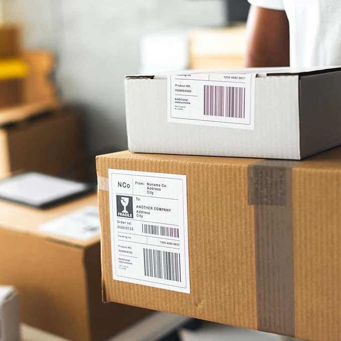 Half Sheet Shipping Labels - 50 Counts, 8.5” x 5.5” Self Adhesive Shipping Label White Internet Mailing Labels 2 Per Page, Laser & Inkjet Printer Compatible [25 Sheets 8.5” x 11”]