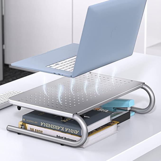 HUANUO Monitor & Laptop Stand - Metal Vented Riser for Screen, Laptops, Printers - Home & Office