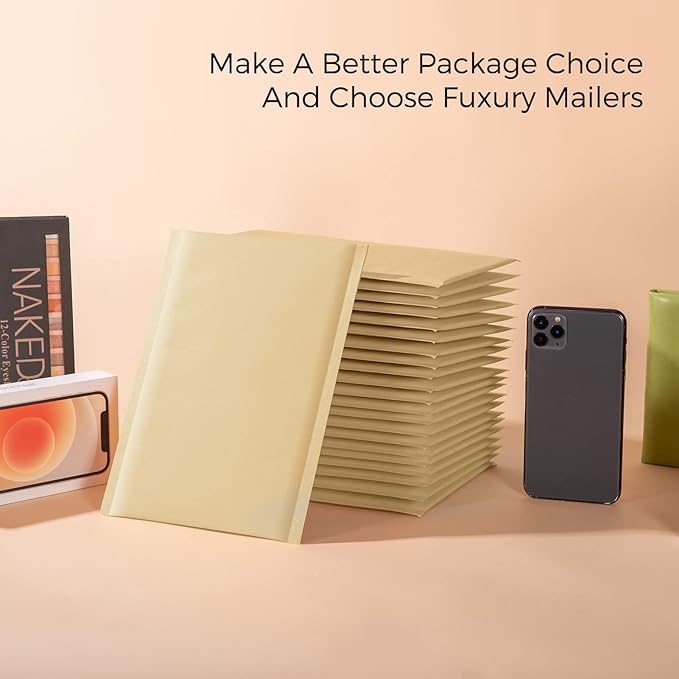 Fuxury Kraft Bubble Mailer 6x10 Inch 50 Pack，Strong Adhesion Padded Envelopes,Self Seal Bubble Envelopes, Waterproof Cushioned Bubble Mailers Packaging for Small Business，Bulk #0 Mailers Brown