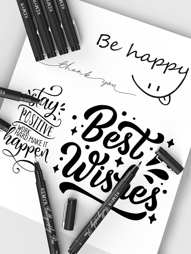 4 Micro Fine liner Drawing Art Pens Calligraphy Pens: 0.8mm Size Black Art supplies Waterproof Archival Black Ink Markers For Artists,Use for Professional Watercolor,Sketching