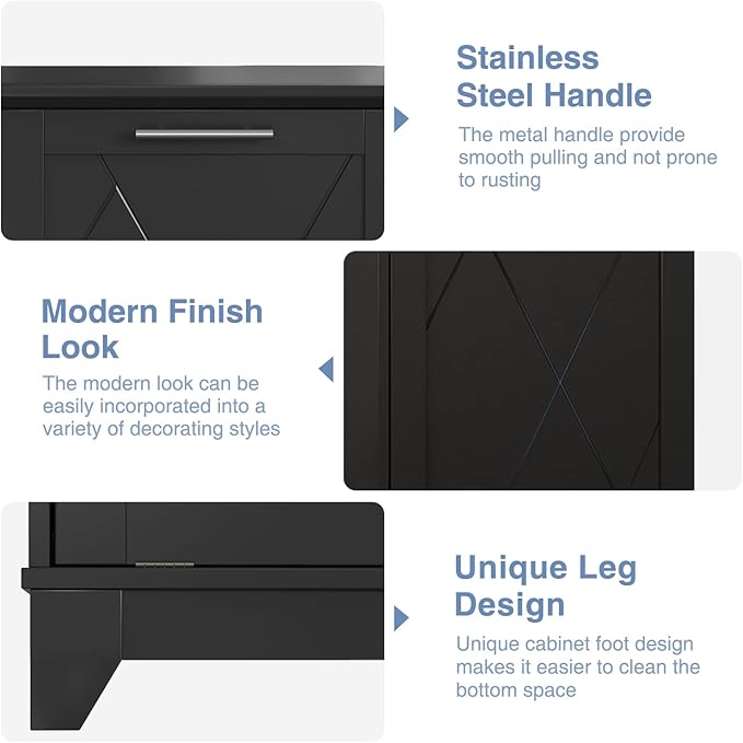 20 Gallon Tilt Out Trash Cabinet, Kitchen Trash Can Cabinet w/Negative ion and deodorizing Function, Dog Proof Garbage Can Cabinet for Kitchen, Bathroom, Living Room, Black