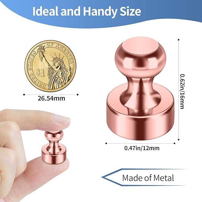 12Pack Rose Gold Fridge Magnets Refrigerator Magnets Adults Magnets for Whiteboard School Office Locker Kitchen Decorative Small and Strong