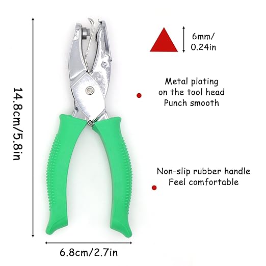 Handheld Triangle Hole Punch, 1/4 Inch Hole Size, Craft Paper Puncher, Single Pack, Ideal for DIY Projects and Office Use