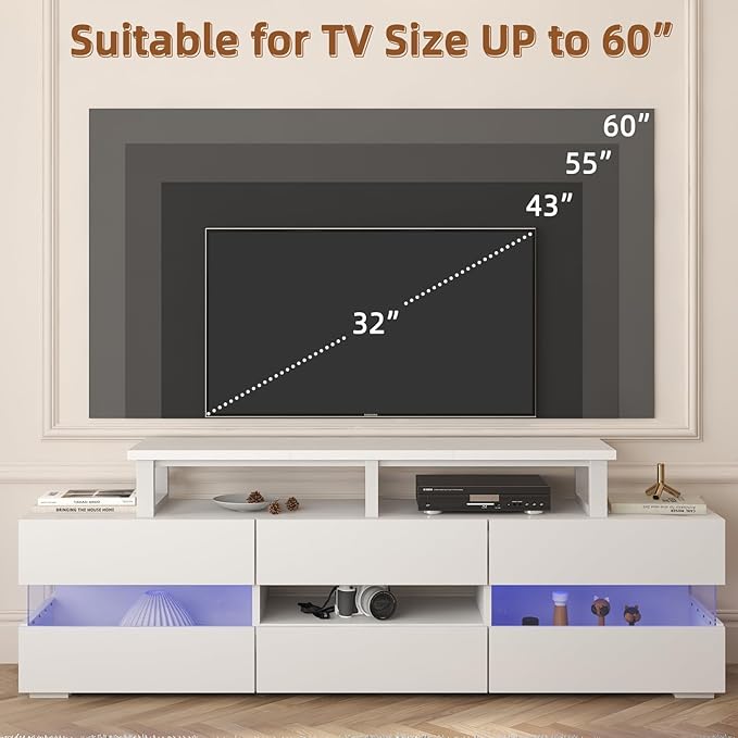 45" Large TV Riser for 32-60 inch TV, TV Riser Stand Shelf with Steel Legs, Tabletop TV Stand Riser for Home Office,White