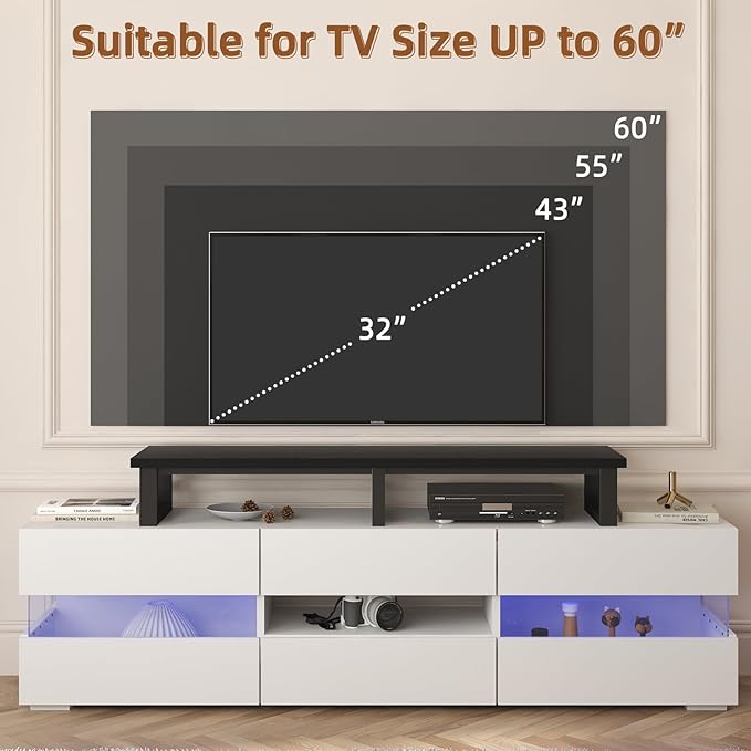 45" Large TV Riser for 32-60 inch TV, TV Riser Stand Shelf with Steel Legs, Tabletop TV Stand Riser for Home Office,Black