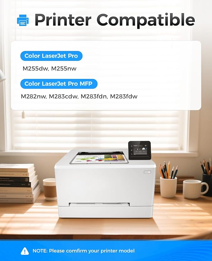 206A Toner Cartridge Set 4-Pack High Yield Replacement for HP 206A W2110A W2111A W2112A W2113A Compatible for HP Color Laserjet Pro MFP M283cdw M283fdn M283fdw M282nw M255dw M255nw Printer Ink Black