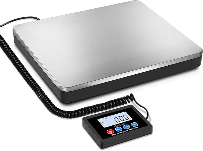 Fuzion Shipping Scale 440lb x 10g Accuracy, Postal Scale with Hold/Tare, Digital Shipping Scale for Packages Small Business, Luggage, Battery & AC/DC Adapter