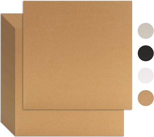 25 Pcs Book Board, Binder Board, Cover Board, Heavy Duty Chipboard for Book Binding, DIY Cardboard (Brown, 12 x 12 Inch 80PT)