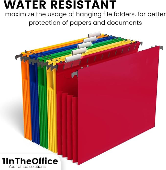 1InTheOffice Hanging File Folder, Hanging File Pocket, Expandable Hanging File Folder, Letter Size, Assorted Color, 5 Pack