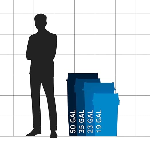 35 Gallon Black Square Commercial Trash Can with Lid